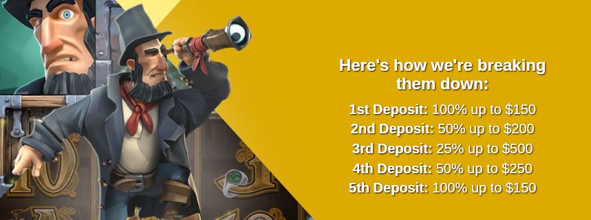 Receive deposit bonuses one thousand two hundred fifty dollars Casino Action welcome package